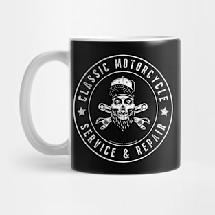 Classic Motorcycle Service & Repair Hipster Skull Mug